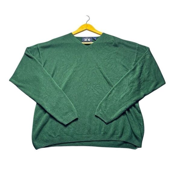 Woods and Gray Green V Neck Knit Sweater Mens XL Preppy Golf Acrylic Spring - Picture 1 of 6